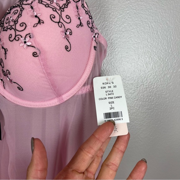 Y2K Fairycore Babydoll Push Up Sheer Sexy Pink and Black adjustable strap Top L - Picture 4 of 6